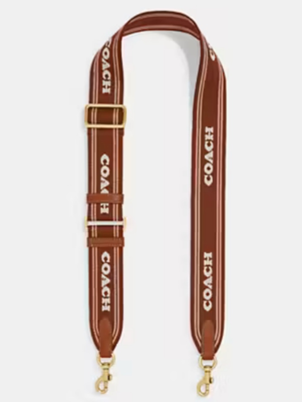 NWT Coach Colorblock Webbing Strap in Saddle Multi Colors with Brass Hardware